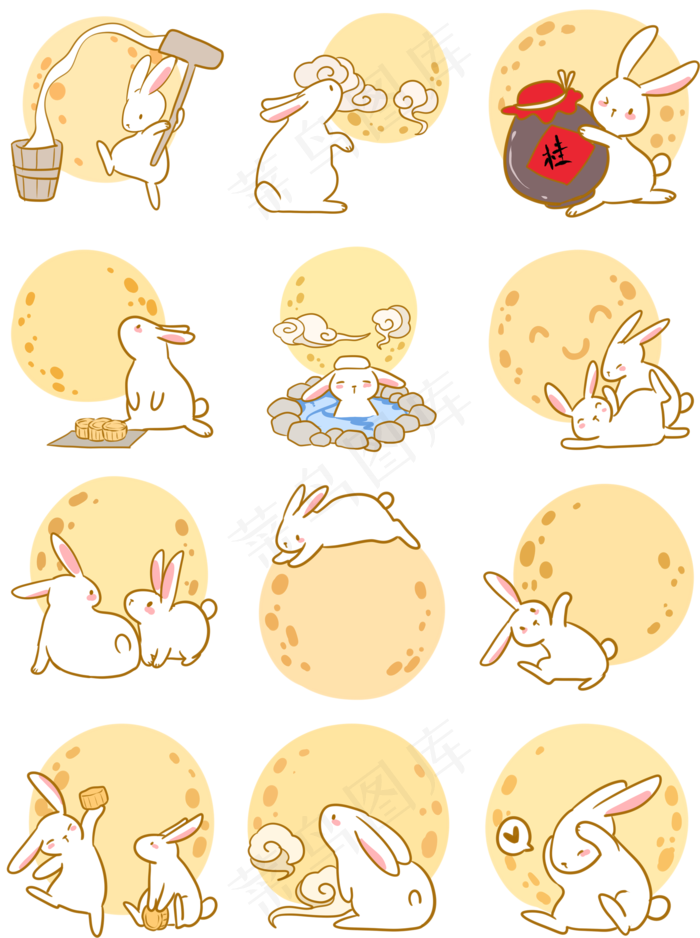 中秋玉兔与满月