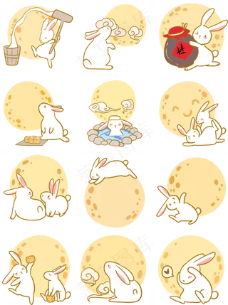 中秋玉兔与满月