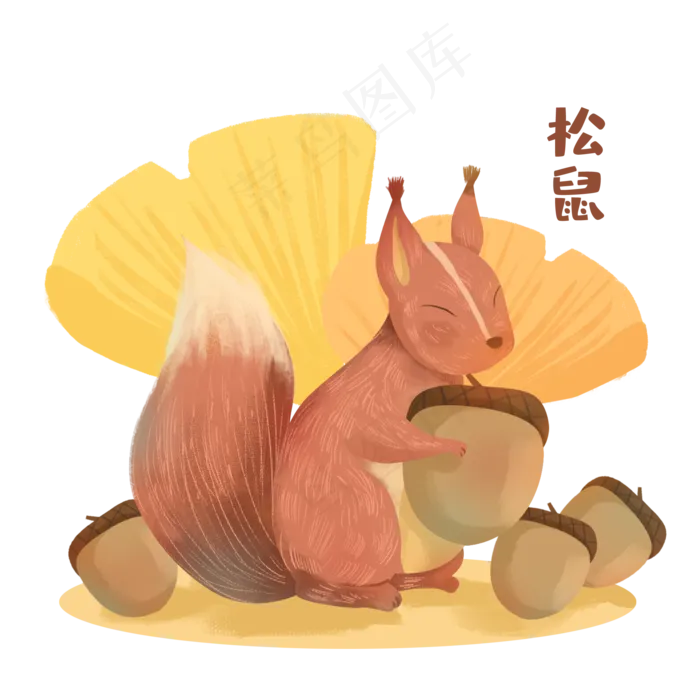 秋天动物松鼠银杏叶素材(2000X2000(DPI:300))psd模版下载