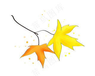 立秋手绘金色枫叶