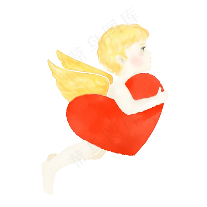 水彩风格情人节七夕小天使丘比特(2000X2000(DPI:300))psd模版下载