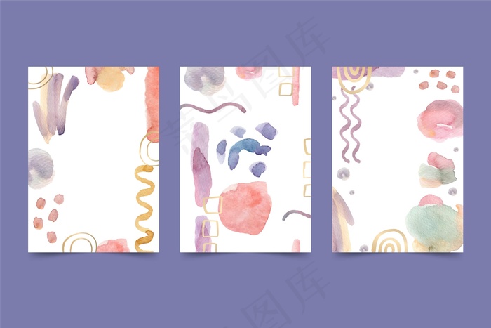 点画线抽象水彩封面模板