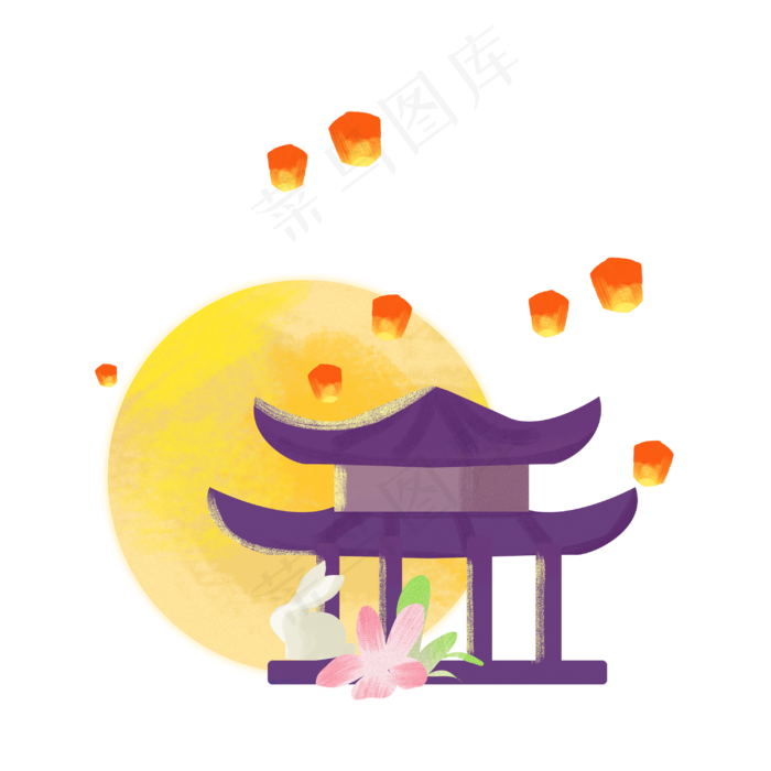 中秋节古风凉亭(3000X3000(DPI:300))psd模版下载