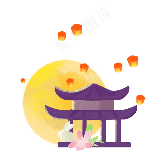 中秋节古风凉亭(3000X3000(DPI:300))psd模版下载