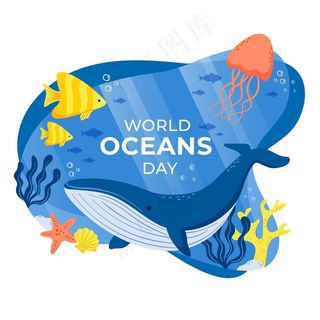 手绘世界海洋日