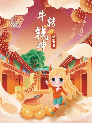 春节新年海报 牛年海报