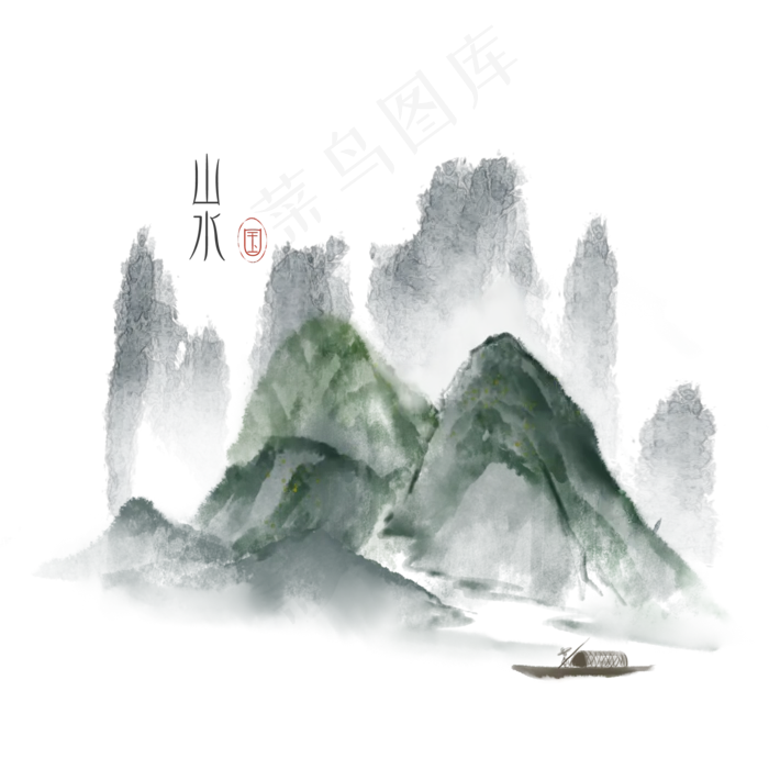 古风山水青山素材(2000X2000(DPI:300))psd模版下载