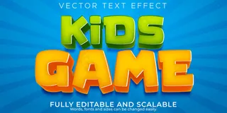 儿童游戏文字效果可编辑卡通和漫画文字风格