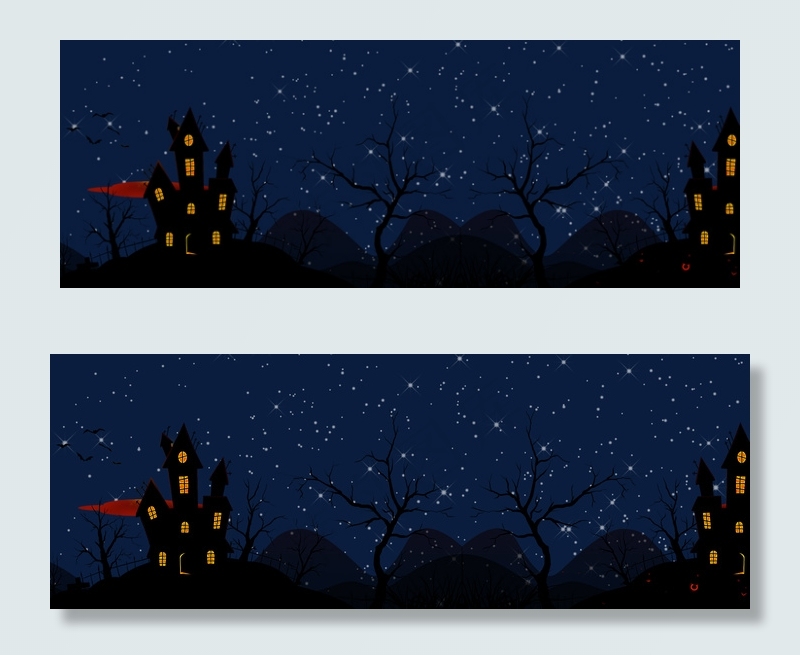 万圣节墓地恐怖蓝色banner(1920*700px 	       )psd模版下载