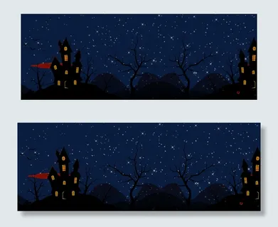 万圣节墓地恐怖蓝色banner