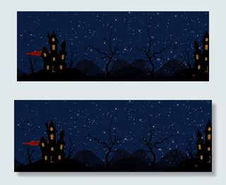 万圣节墓地恐怖蓝色banner