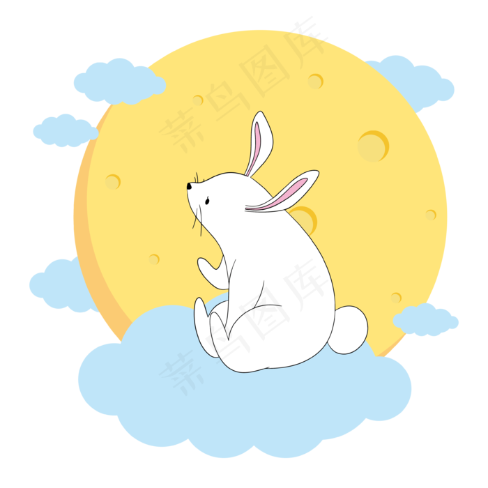 中秋节元素月亮和月兔