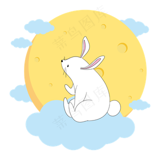 中秋节元素月亮和月兔