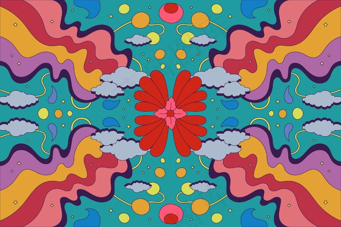 手绘迷幻背景eps,ai矢量模版下载