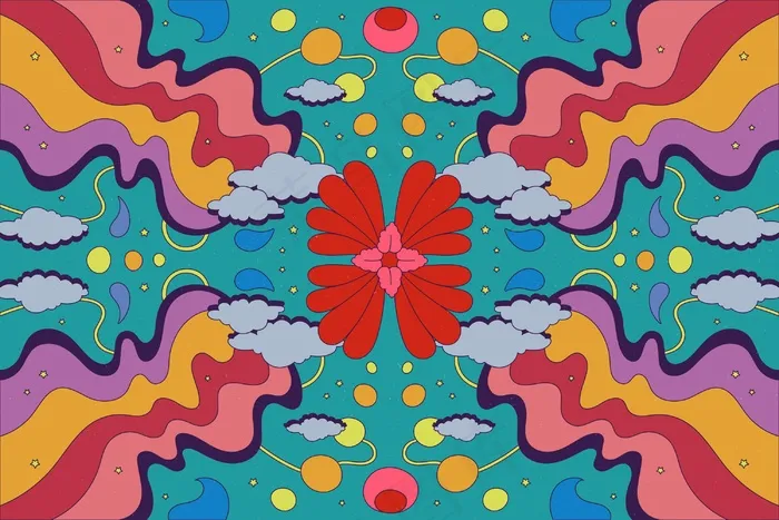 手绘迷幻背景eps,ai矢量模版下载