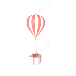 C4D立体漂浮气球礼盒装饰