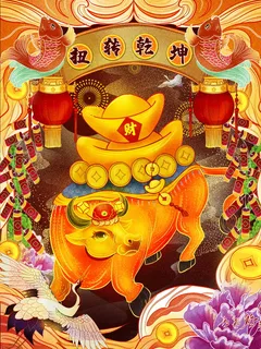 牛年插画 牛年海报 新春海报 牛年插画 牛年海报 新春海报