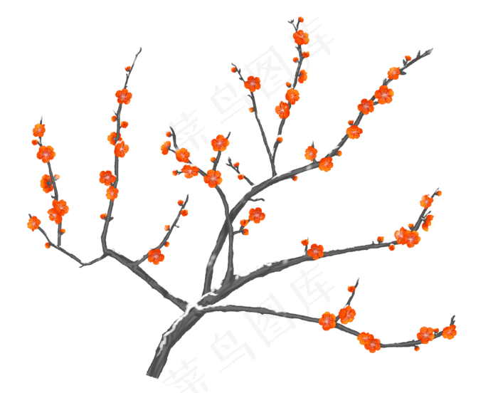 树枝上的梅花(3660X2884(DPI:300))psd模版下载