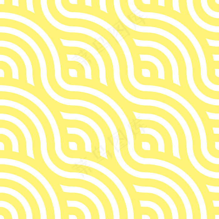 面条无缝图案。黄色波浪。抽象波浪背景。插图。
