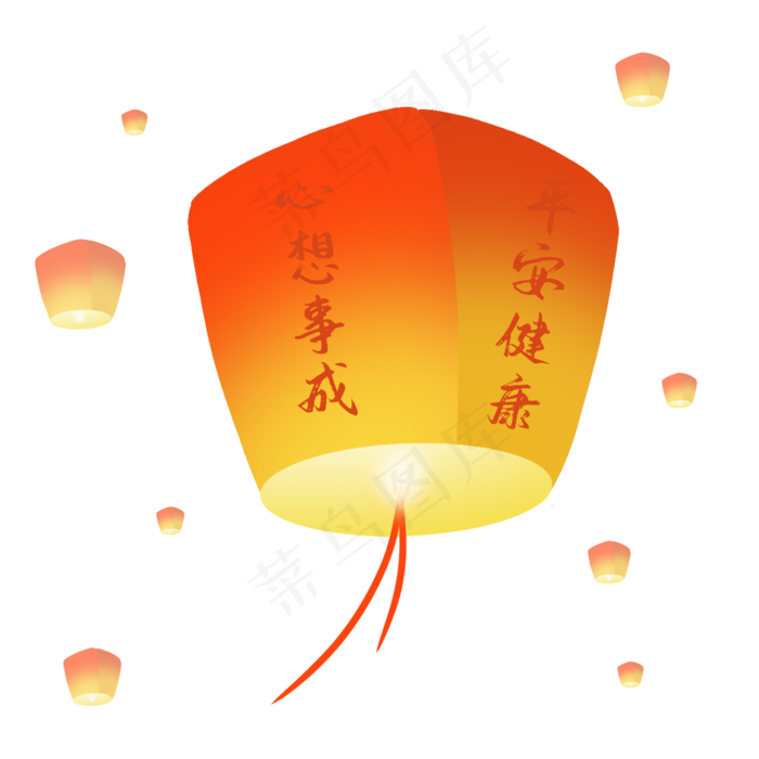 中元节许愿孔明灯(2000X2000(DPI:300))psd模版下载