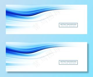 抽象蓝色波浪横幅banner背景