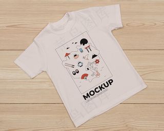 可爱t恤概念模型样机俯视图