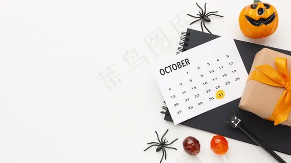 顶视图万圣节概念复制空间