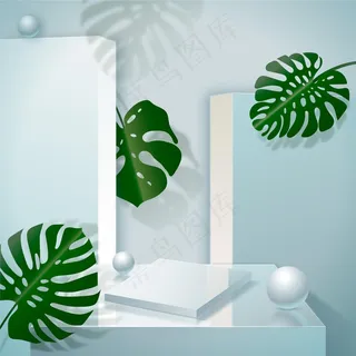 柔和色彩的逼真 3d 讲台