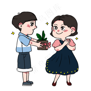 七夕节礼物男孩送给对象一盆绿植