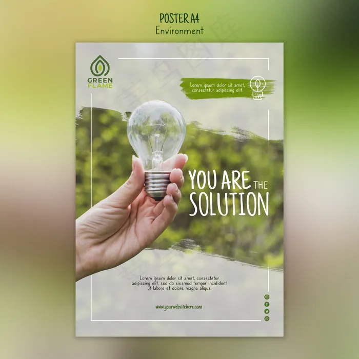 带手持灯泡的海报模板psd模版下载