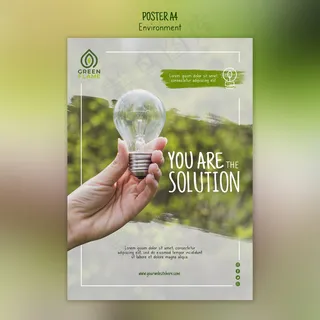 带手持灯泡的海报模板