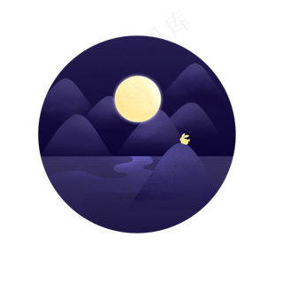 中秋玉兔海上望月PNG