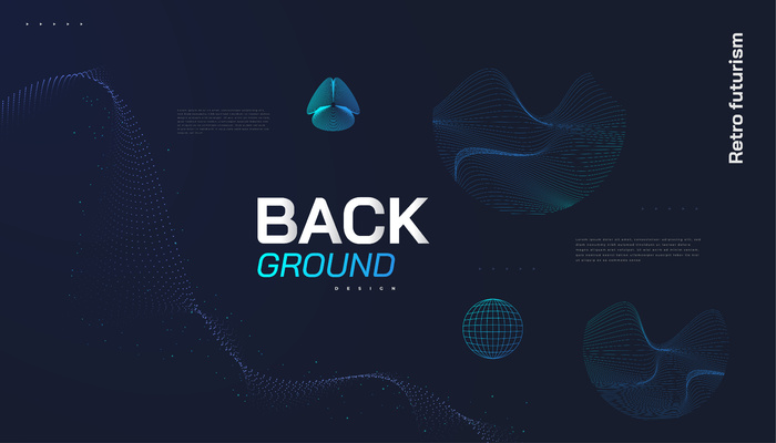 具有抽象多彩波浪形状的复古未来派背景。科幻矢量插图，可用于横幅banner、登录页面、封面、演示文稿等