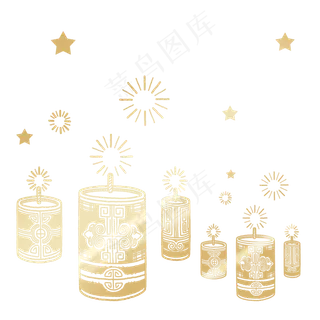 创意金色元旦鞭炮贴纸