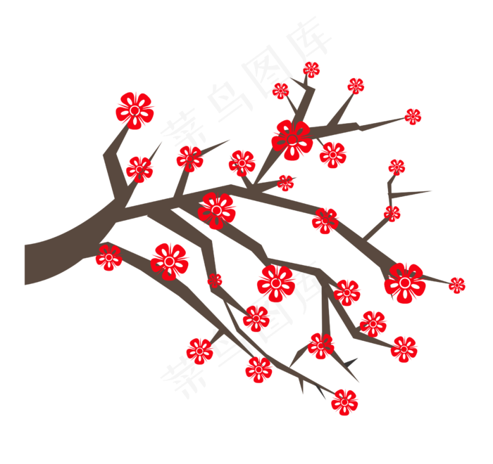 剪纸梅花树枝png下载(2505X2362(DPI:300))psd模版下载