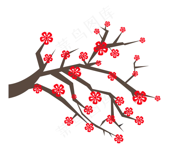剪纸梅花树枝png下载(2505X2362(DPI:300))psd模版下载