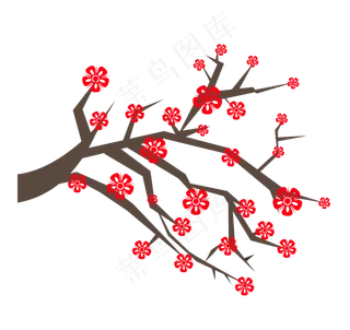 剪纸梅花树枝png下载