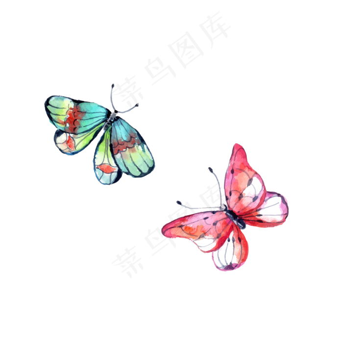 彩色手绘蝴蝶七夕情人节