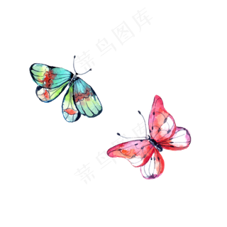 彩色手绘蝴蝶七夕情人节