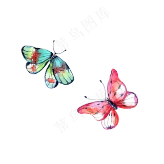 彩色手绘蝴蝶七夕情人节