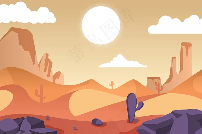 沙漠景观-视频会议的背景eps,ai矢量模版下载