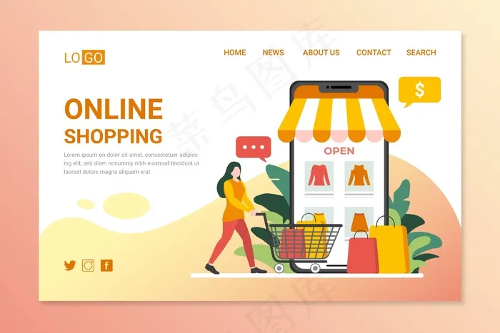 平面设计网上购物登录页eps,ai矢量模版下载