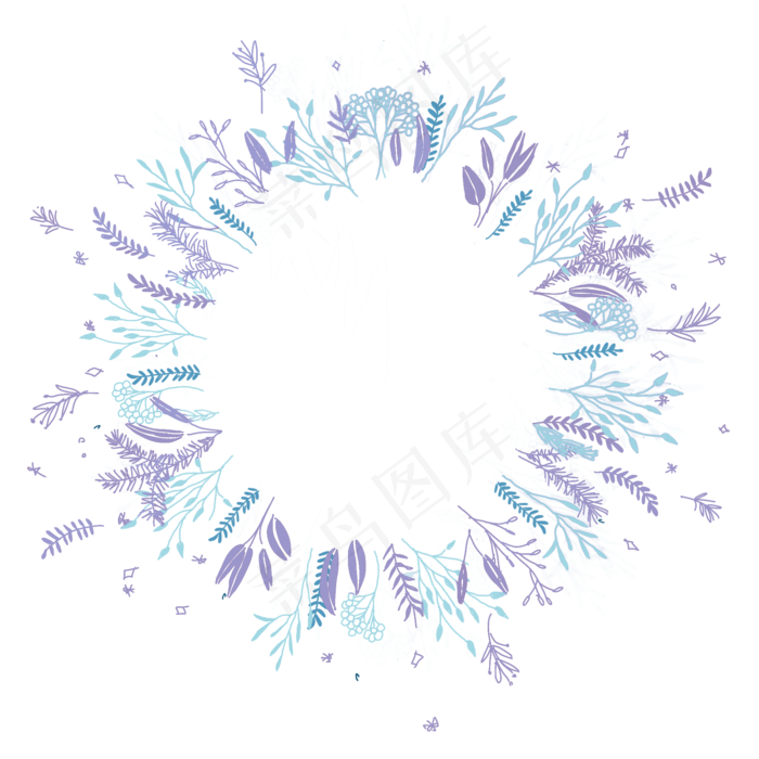 七夕紫色树叶枝条装饰边框(2000X2000(DPI:3000))psd模版下载
