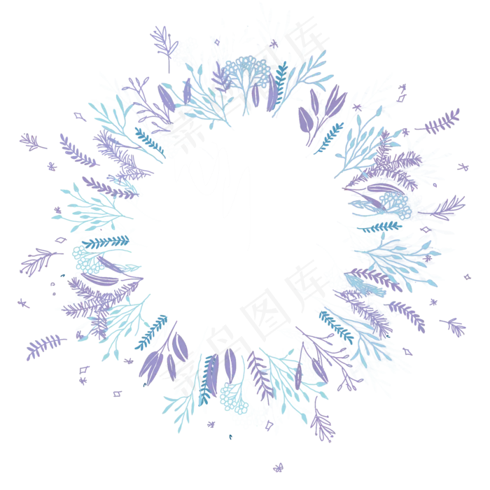 七夕紫色树叶枝条装饰边框(2000X2000(DPI:3000))psd模版下载