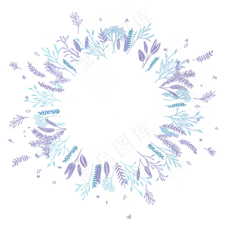 七夕紫色树叶枝条装饰边框