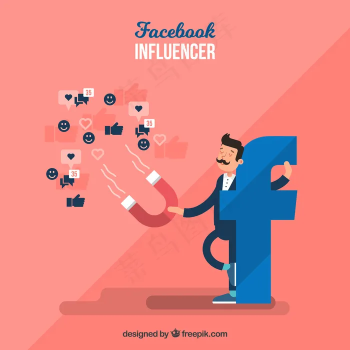 带有表情符号的Facebook影响者背景eps,ai矢量模版下载
