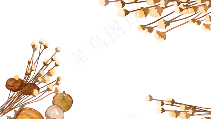 中国风古风水彩秋天丰秋分边框(2880X1620(DPI:300))psd模版下载