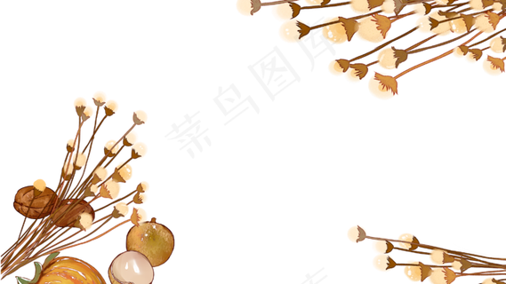 中国风古风水彩秋天丰秋分边框