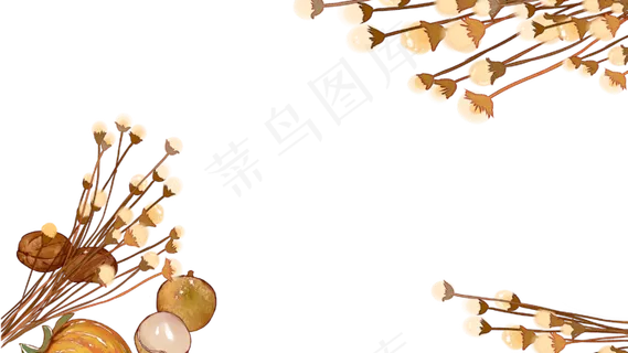 中国风古风水彩秋天丰秋分边框