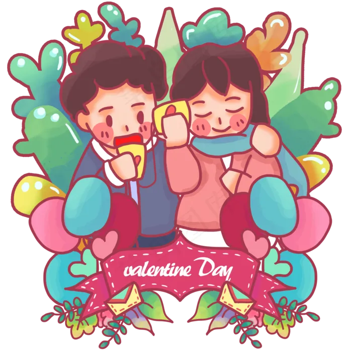 情人节传话筒恩爱情侣(2000X2000(DPI:300))psd模版下载